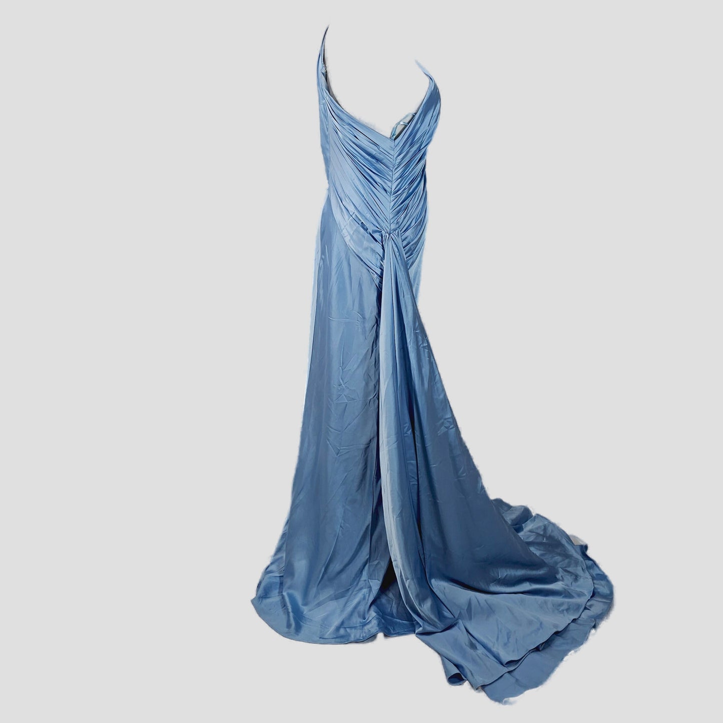 Dazzling Sky Blue Glam Satin Gown for Red Carpet Moments