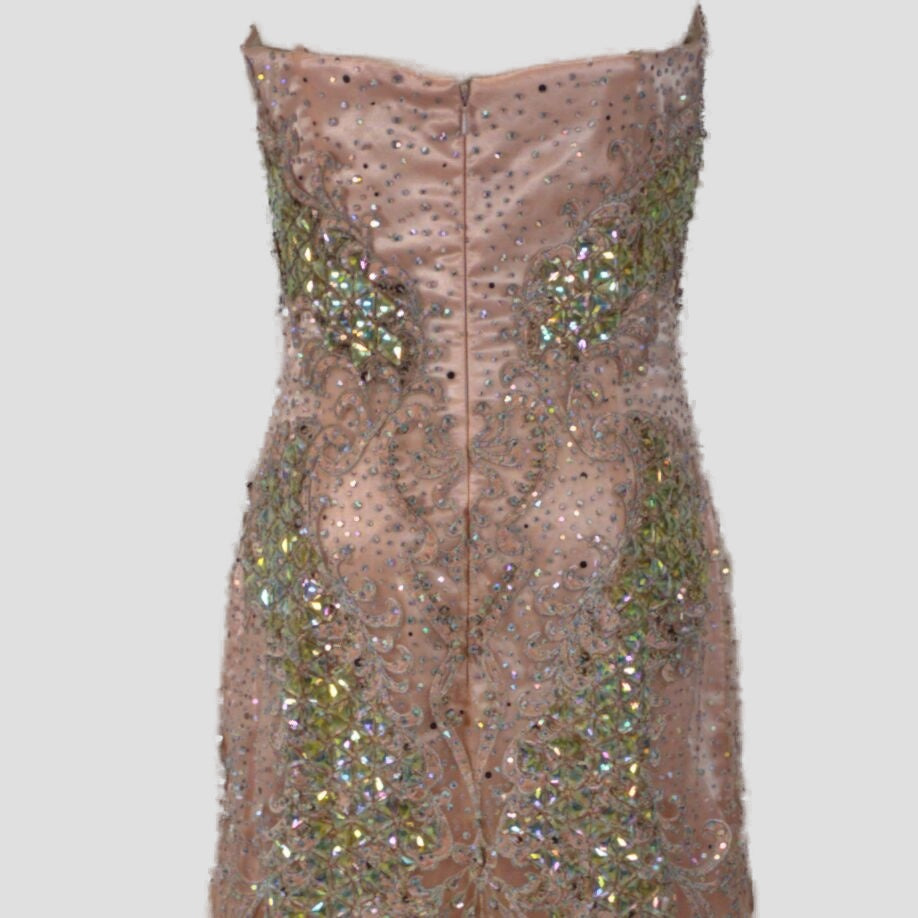 Dazzling Blush Beaded Tulle Gown for Unforgettable Nights