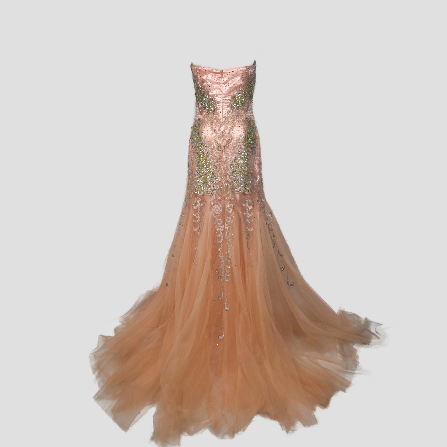 Dazzling Blush Beaded Tulle Gown for Unforgettable Nights