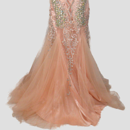 Dazzling Blush Beaded Tulle Gown for Unforgettable Nights