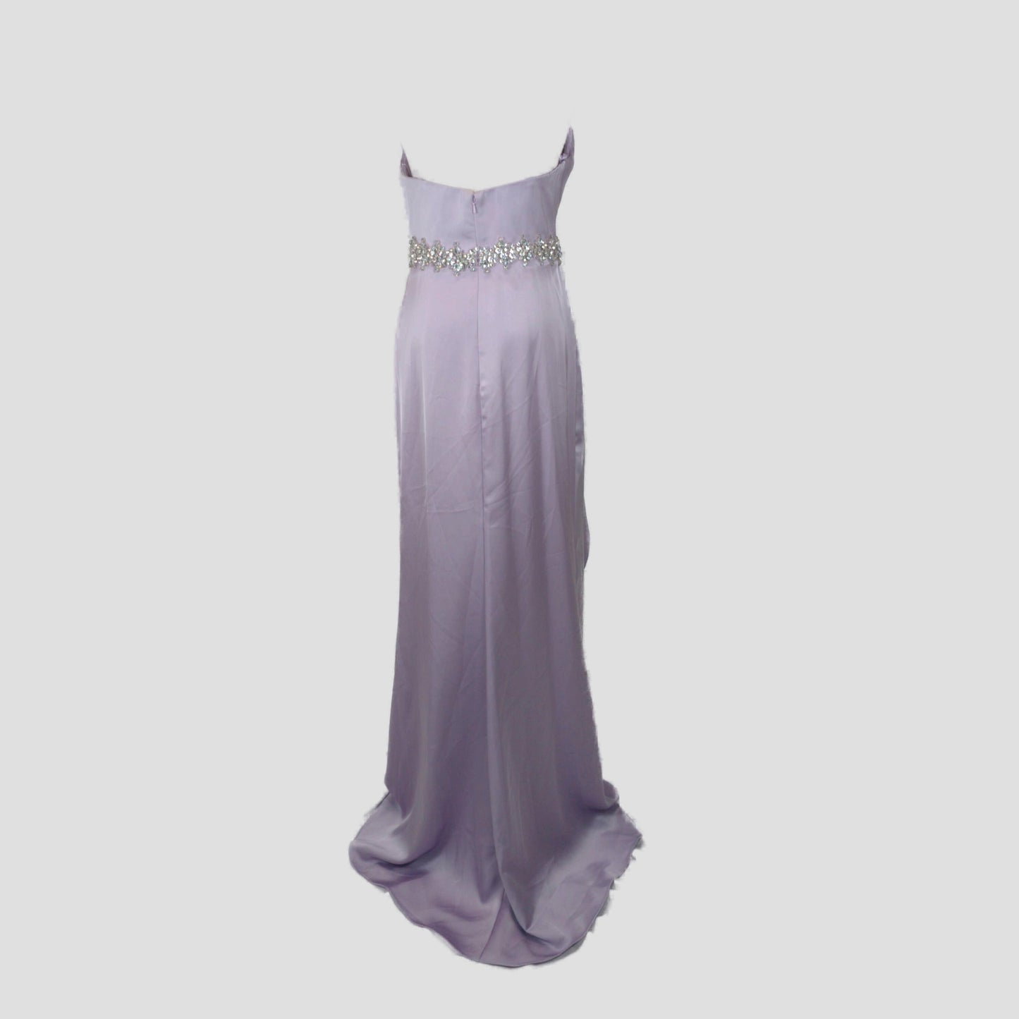Dazzling Lavender Satin Gown with Glamorous Embellishments