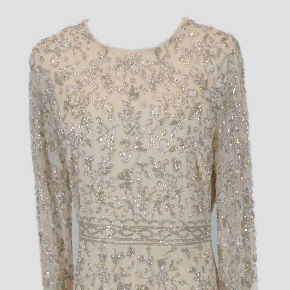 Dazzling Beaded Champagne Maxi Dress for Gala Nights