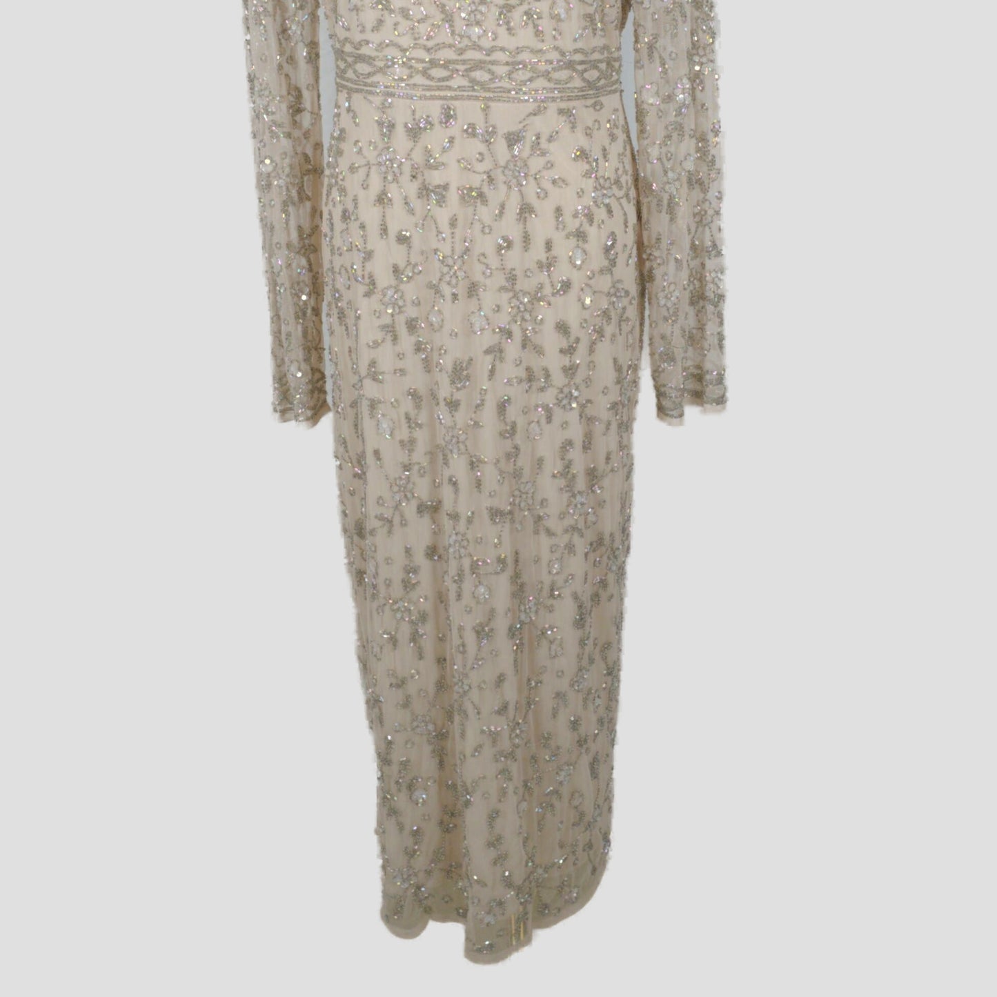 Dazzling Beaded Champagne Maxi Dress for Gala Nights