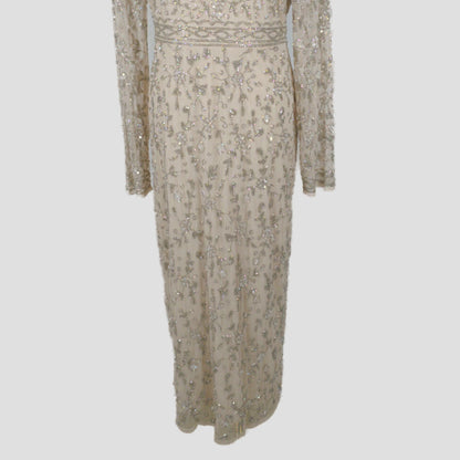 Dazzling Beaded Champagne Maxi Dress for Gala Nights