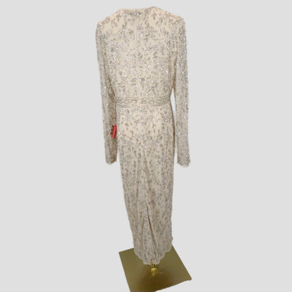 Dazzling Beaded Champagne Maxi Dress for Gala Nights