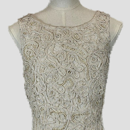 Bold Champagne Lace Dress with Mesmerizing Back Cutout