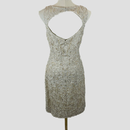 Bold Champagne Lace Dress with Mesmerizing Back Cutout