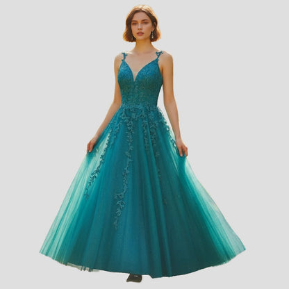 Teal Temptation: Enchanting Evening Gown