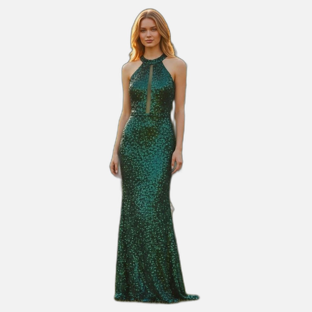 Sparkle Like You Mean It Sequin Halter Prom Dress