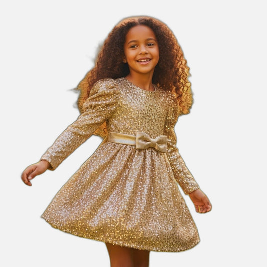 Glimmering Gold Glam Dress for Tiny Trendsetters