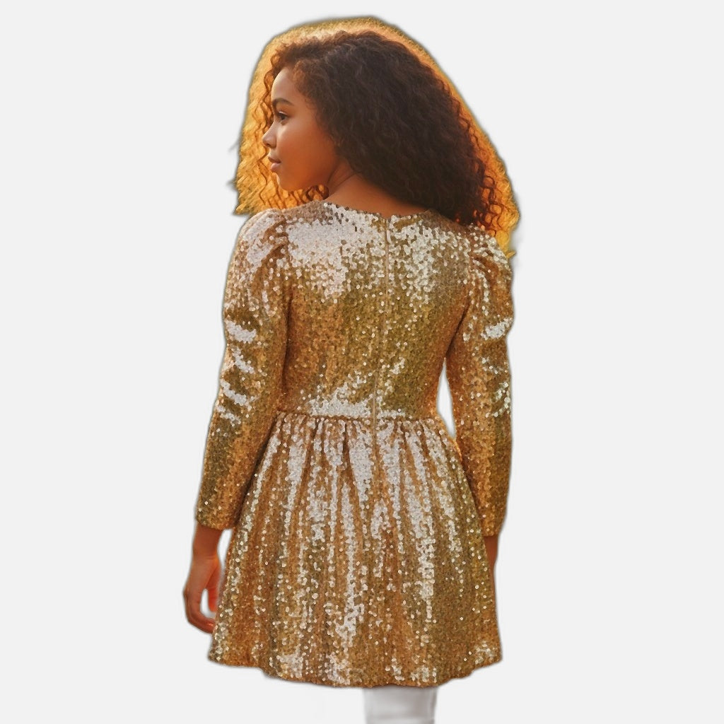 Glimmering Gold Glam Dress for Tiny Trendsetters