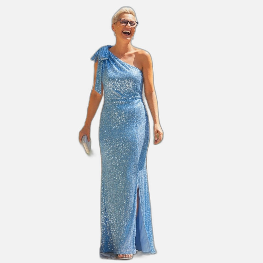 Twinkling Dreams One-Shoulder Sequin Dress