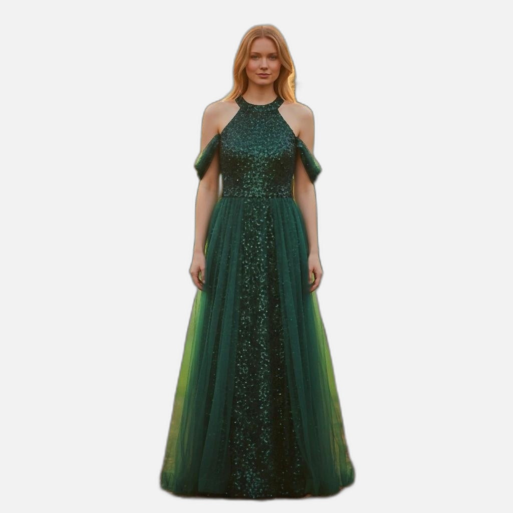 Sparkle Like You Mean It Sequin Halter Prom Dress