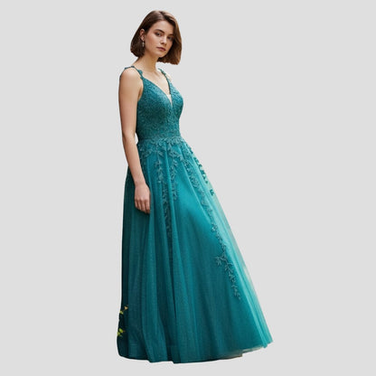 Teal Temptation: Enchanting Evening Gown