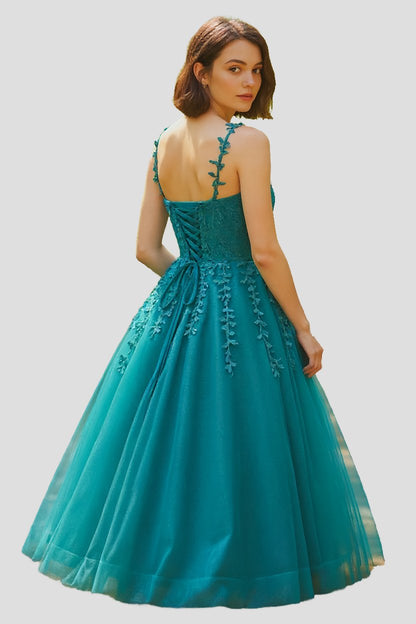 Teal Temptation: Enchanting Evening Gown