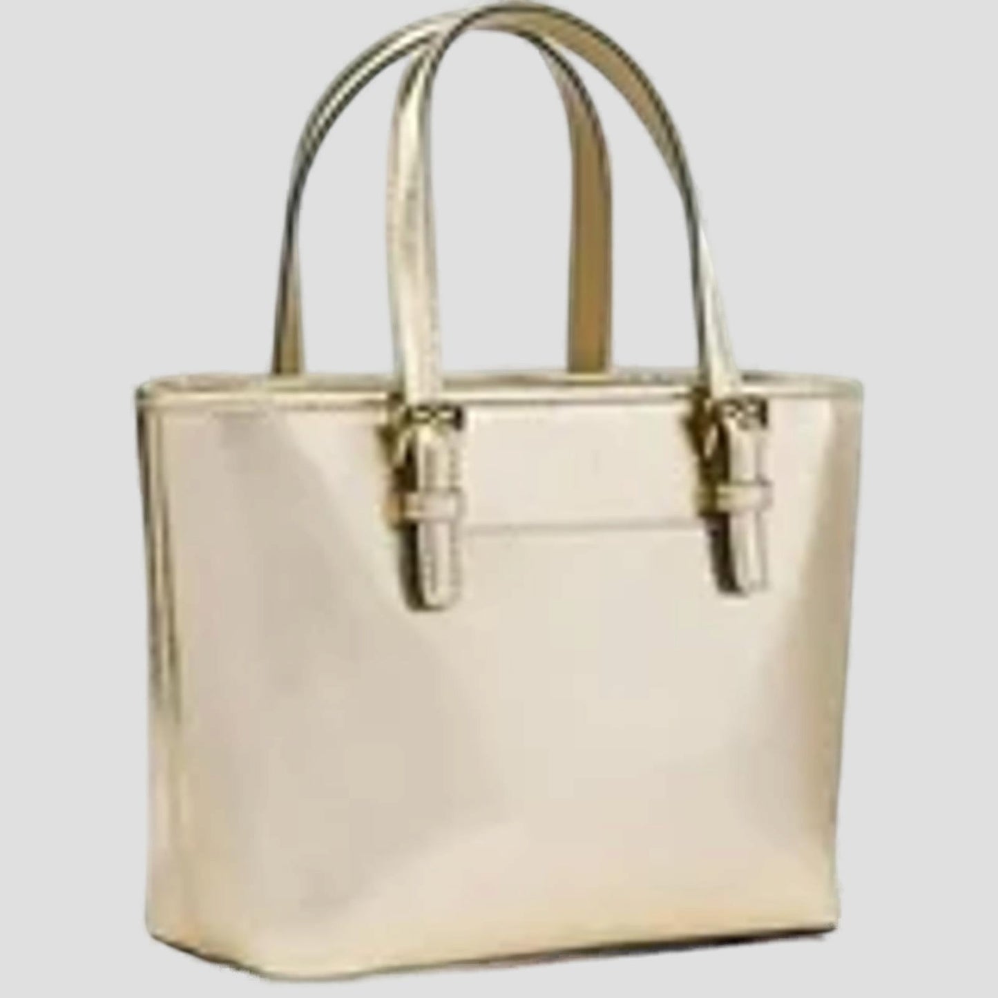 Gold Saffiano Leather Tote Bag