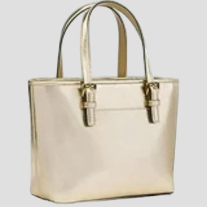 Gold Saffiano Leather Tote Bag