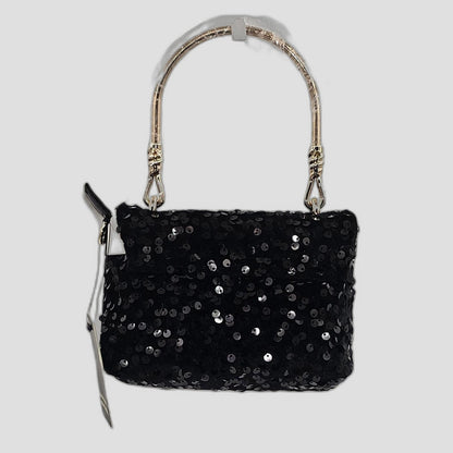 Sparkly Sequin Shoulder Bag with Chic Gold Handle