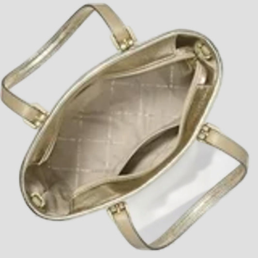 Gold Saffiano Leather Tote Bag