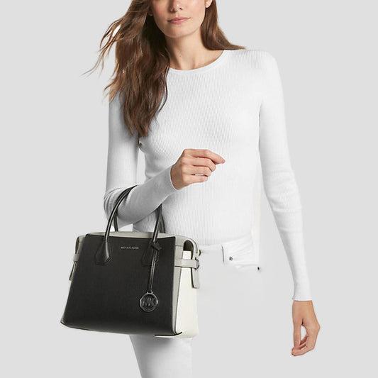 Mercer Medium Color-Block Leather Belted Satchel