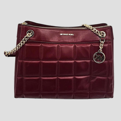 Quilted Shoulder Bag with Gold Chain Strap