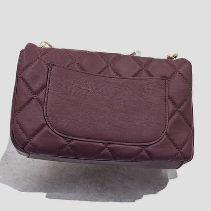 Quirky Quilted Plum Shoulder Bag with Studded Charm
