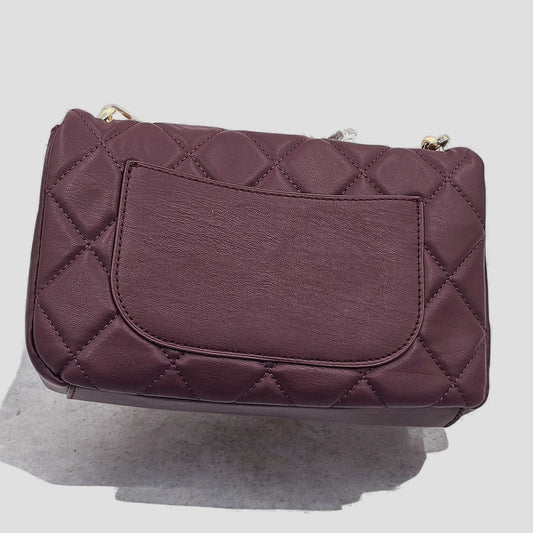 Quirky Quilted Plum Shoulder Bag with Studded Charm