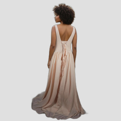 Blushing Belle Maxi Dress: Elegance with a Twist