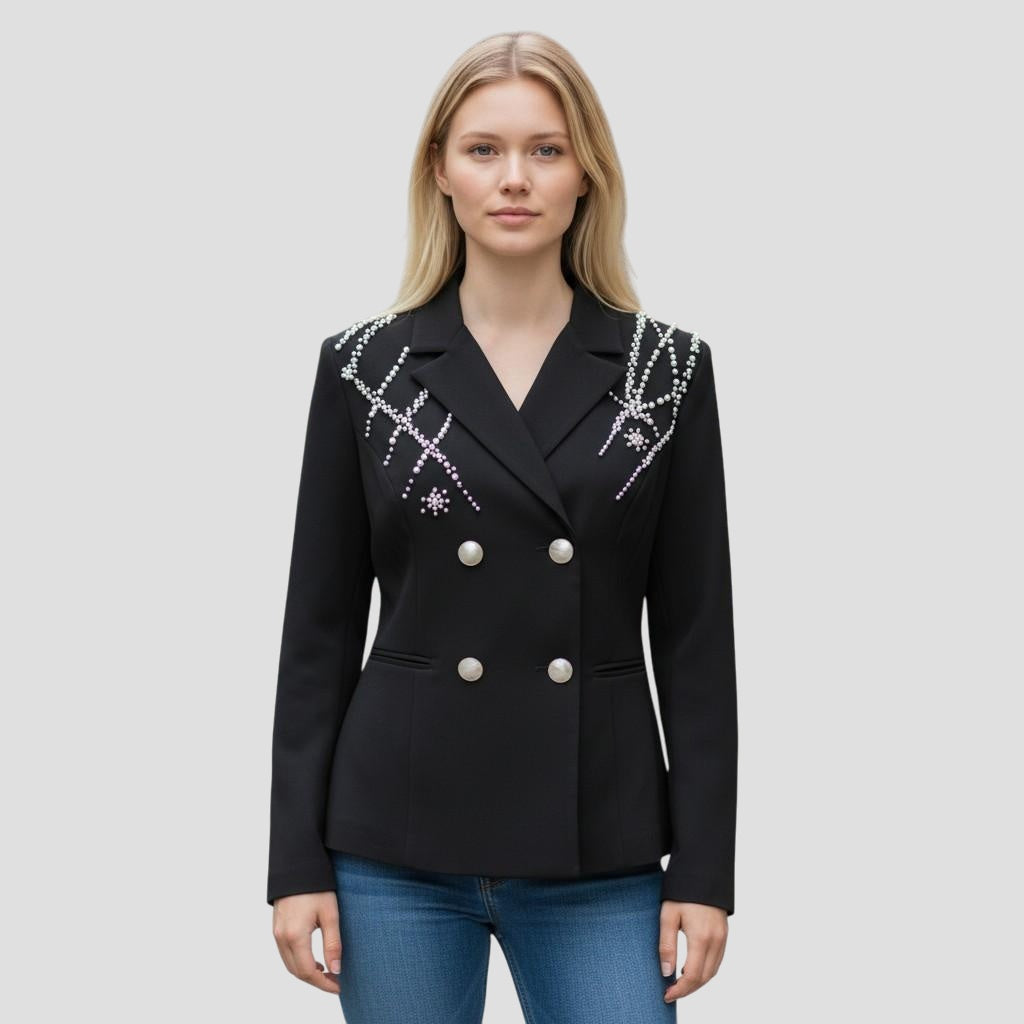 Dazzling Blazer with Sparkly Rhinestone Flair