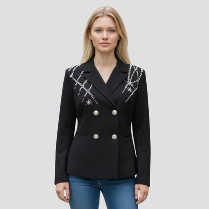 Dazzling Blazer with Sparkly Rhinestone Flair