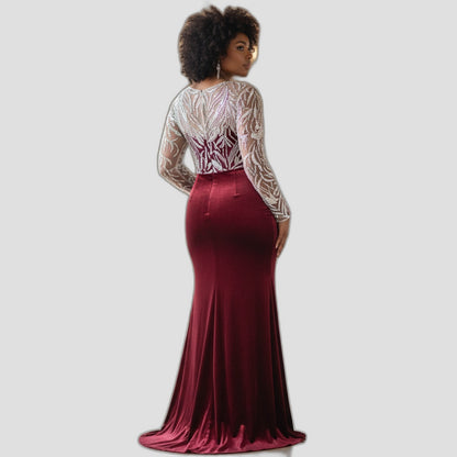 Burgundy Glamour: The Showstopper Evening Dress