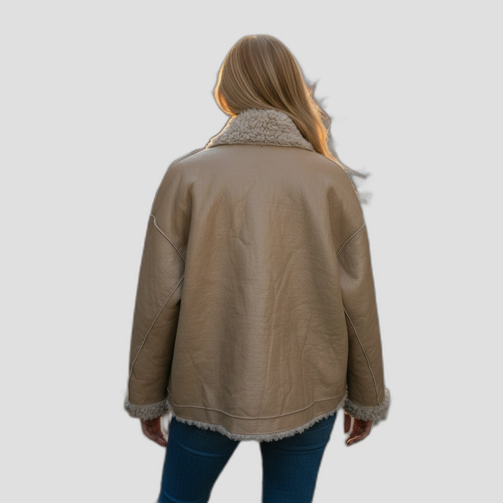 Bold Tan Reversible Shearling Jacket: Fierce Winter Warmth