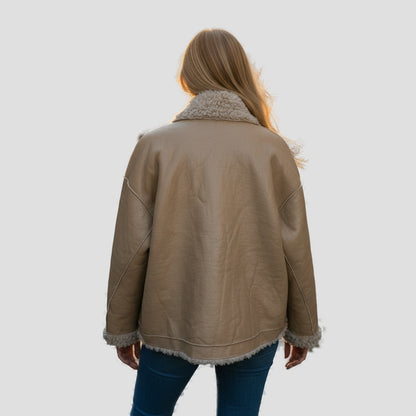 Bold Tan Reversible Shearling Jacket: Fierce Winter Warmth