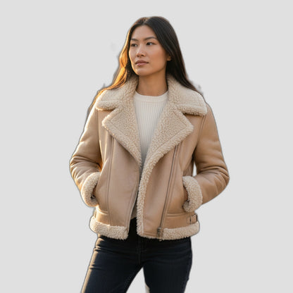 Bold Tan Reversible Shearling Jacket: Fierce Winter Warmth