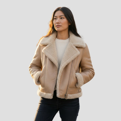 Bold Tan Reversible Shearling Jacket: Fierce Winter Warmth