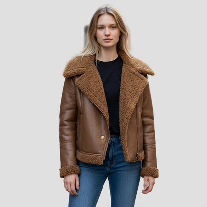 Fierce Cognac Reversible Shearling Jacket: Cozy Command for Every Adventure