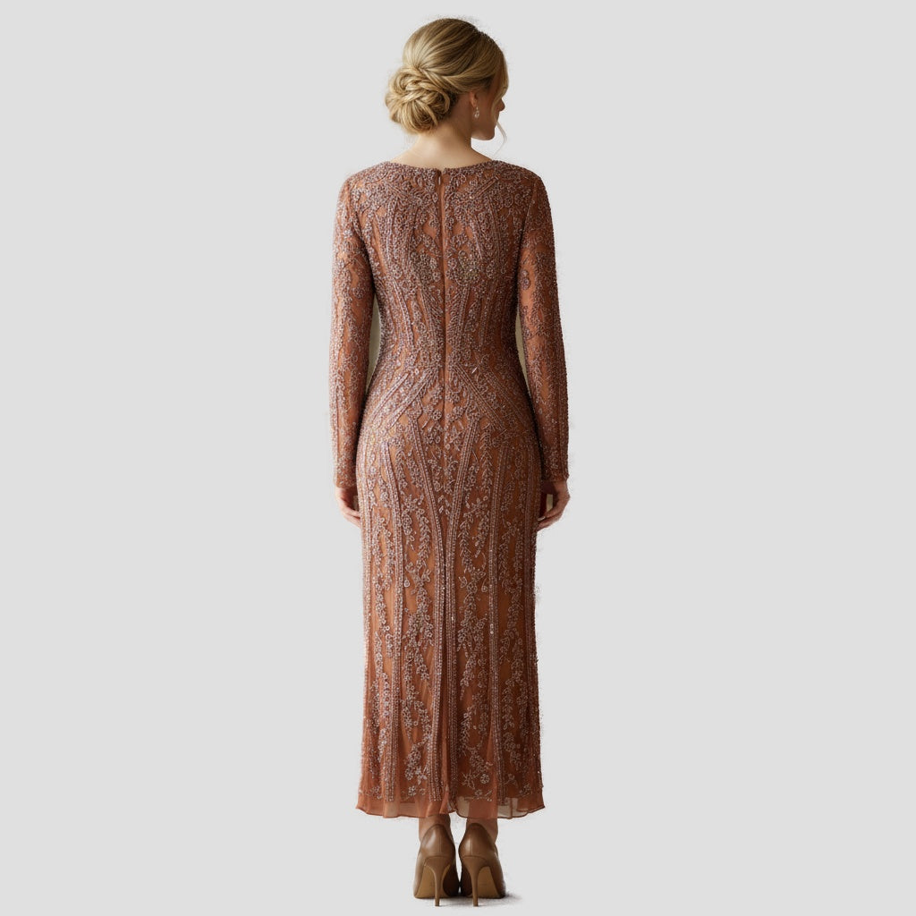 Show-Stopping Copper Embroidered Gala Dress