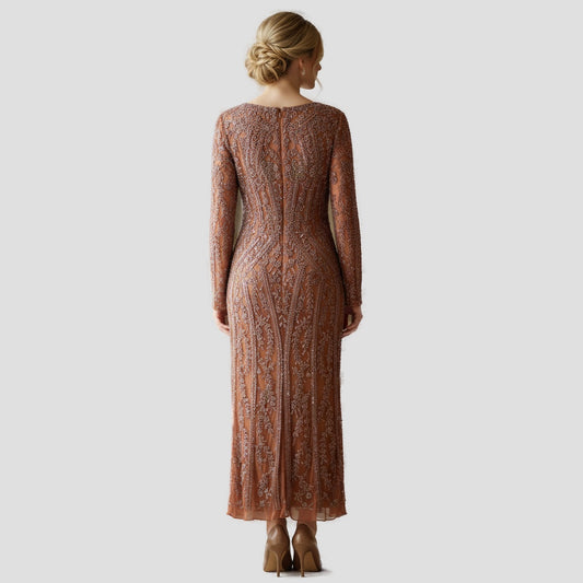 Show-Stopping Copper Embroidered Gala Dress