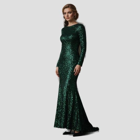 Emerald Sequined Gown for Unforgettable Nights