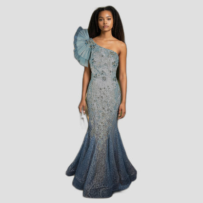 Ocean Dreams: One-Shoulder Elegance Gown