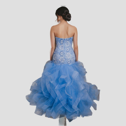 Sky-Blue Tulle & Lace Mermaid Gown for Show-Stopping Moments