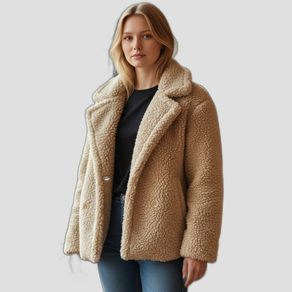 Bold Tan Reversible Shearling Jacket: Fierce Winter Warmth