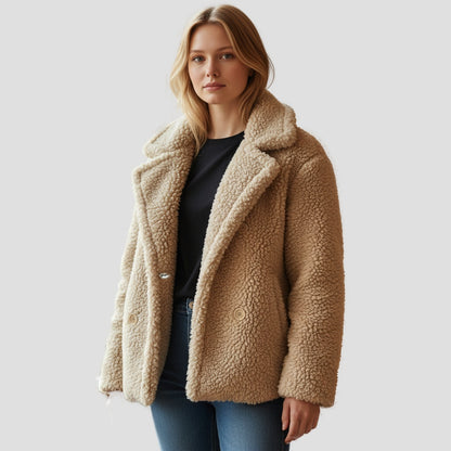 Bold Tan Reversible Shearling Jacket: Fierce Winter Warmth