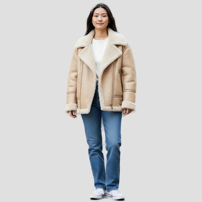 Bold Tan Reversible Shearling Jacket: Fierce Winter Warmth