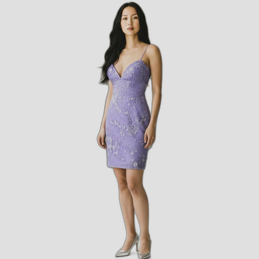 Elegant Lavender Lace Dress for Parties & Date Nights