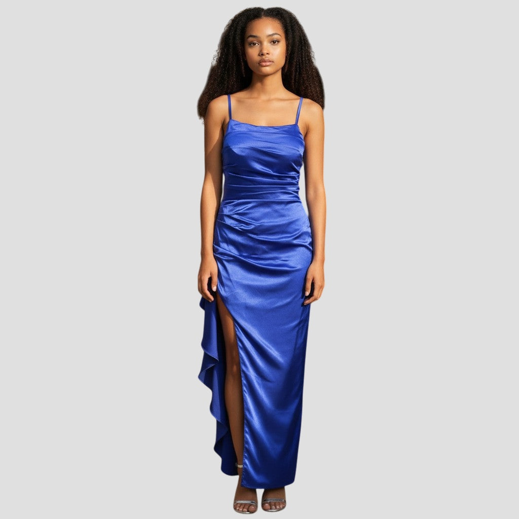 Sassy Evening Gown with Ruffled Slit