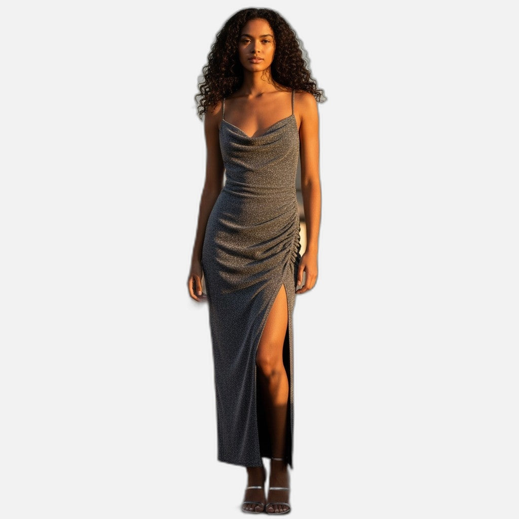 Glamorous Sparkly Maxi Dress with Slit