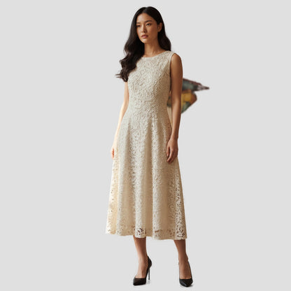 Bold Champagne Lace Dress with Mesmerizing Back Cutout