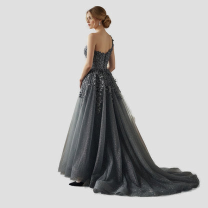 Midnight Black One-Shoulder Gown for Gala Nights
