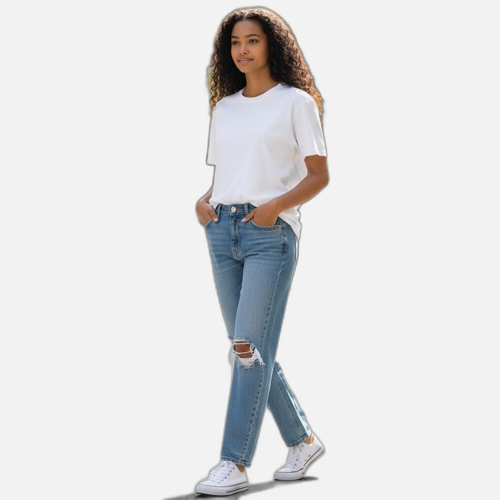 Vintage Vibes Distressed Relaxed Fit Women's Jeans